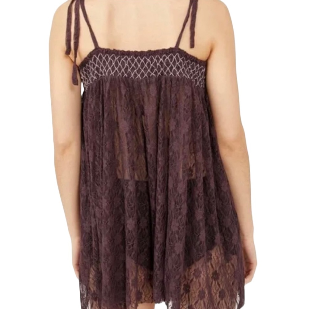 NWT Free People Intimately “Rule The World” Lace Romper in Plum Jam (F) - Picture 4 of 14